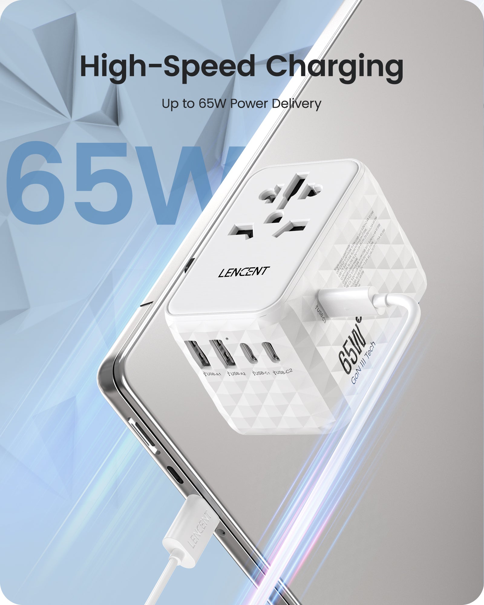 LENCENT 65W International Travel Adapter, Universal Travel Adapter