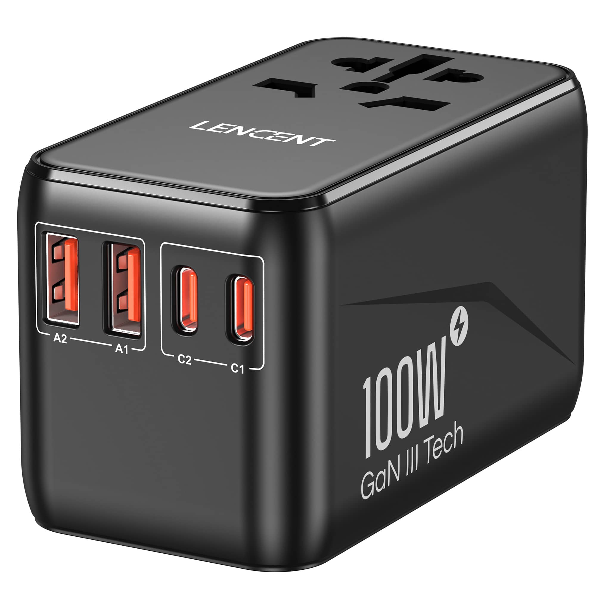 LENCENT Universal Travel Adapter, 100W GaN3 International Adaptor