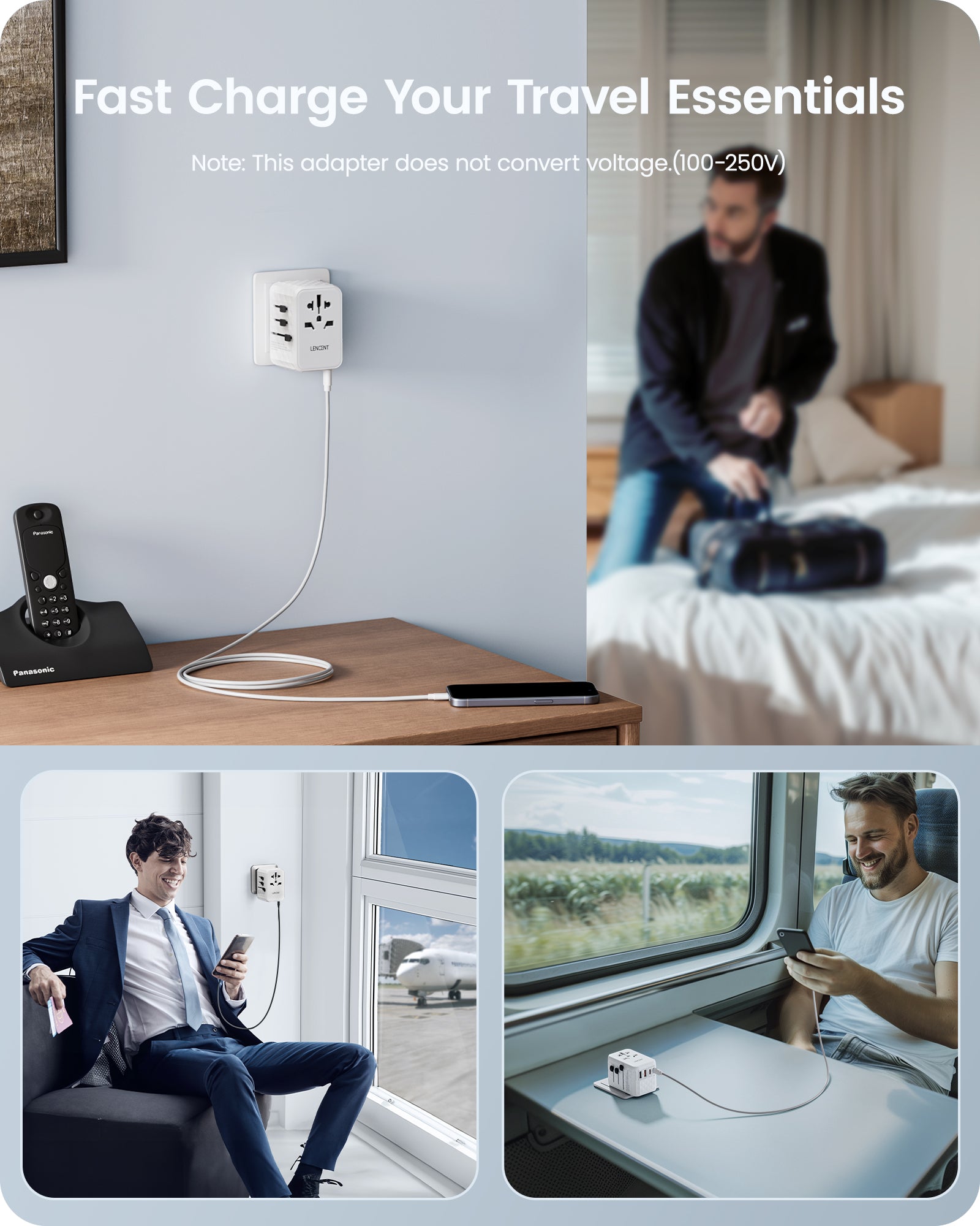 LENCENT 65W Universal Travel Adapter, GaN International Fast Charger（test）