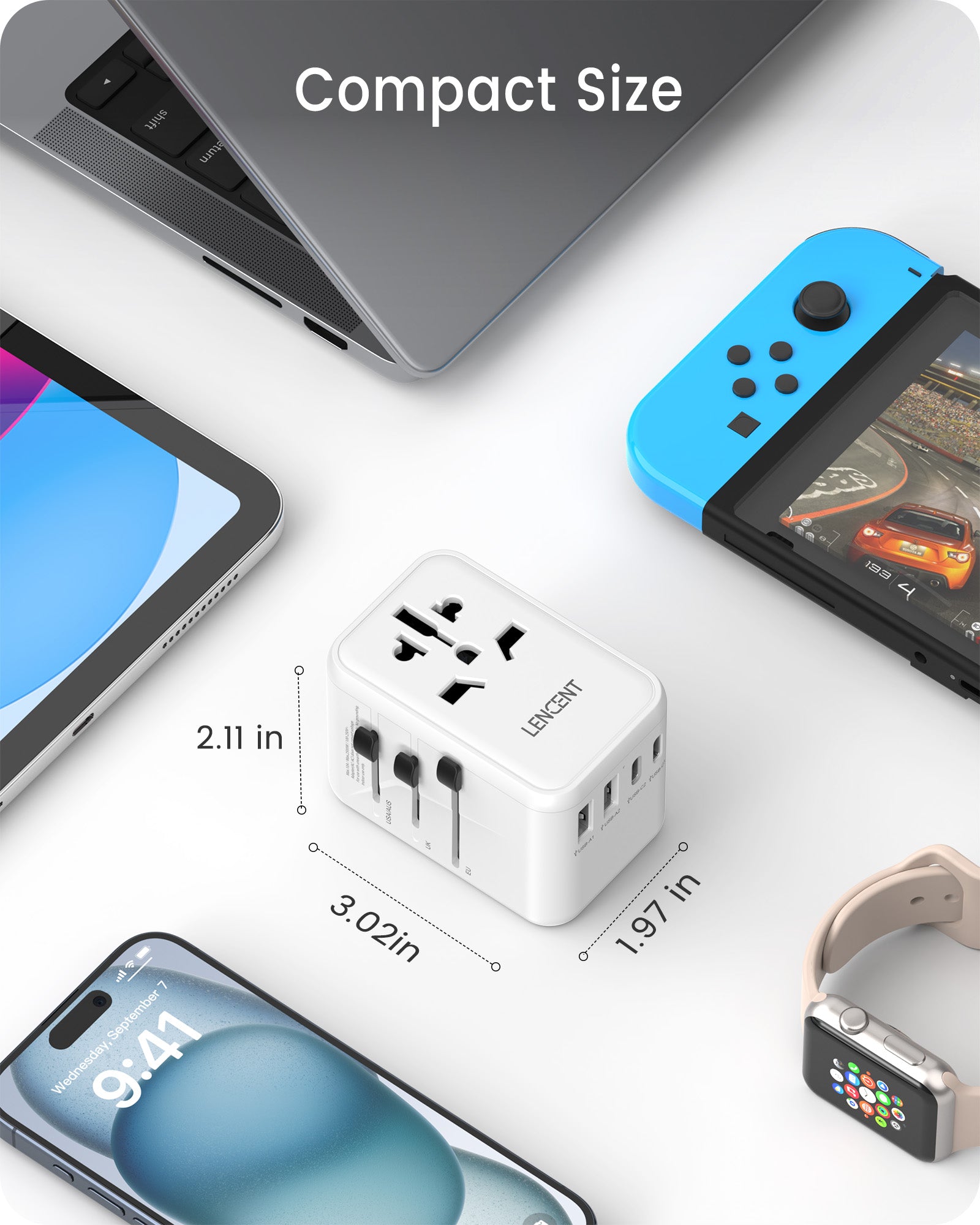 LENCENT 65W Universal Travel Adapter, GaN International Fast Charger