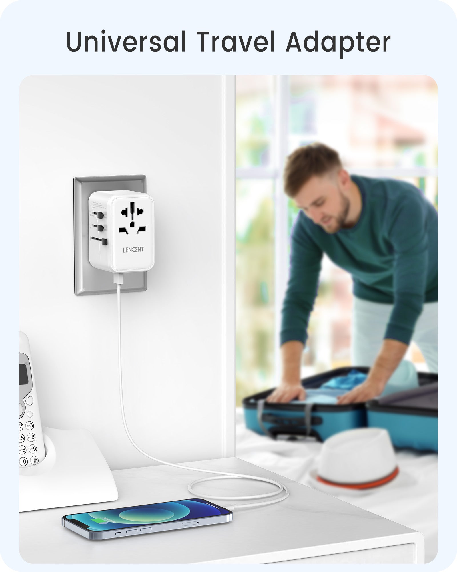 LENCENT 65W Universal Travel Adapter, GaN International Fast Charger