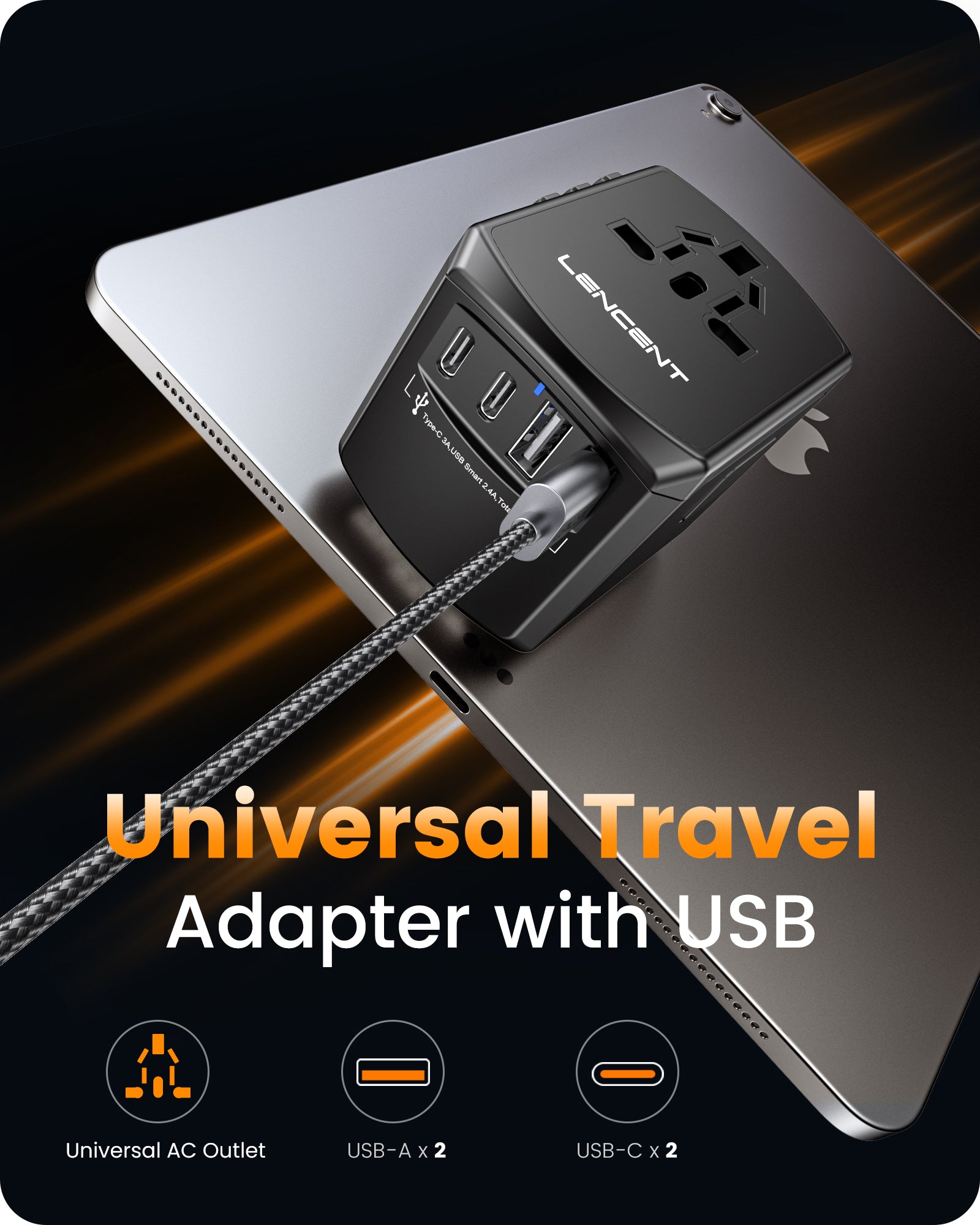 LENCENT Universal Travel Power Adapter, International AC Plug Adaptor